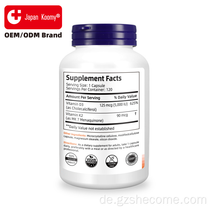 Shecome Vitamin D3 K2 Kapseln unterstützen die Knochengesundheit